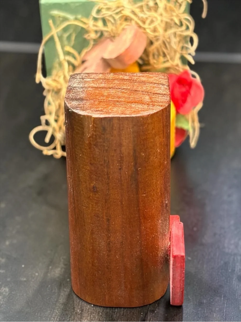 Vintage Hand Carved Mini Wooden Mailbox w/ Squirrel Decor 6 inches tall EUC